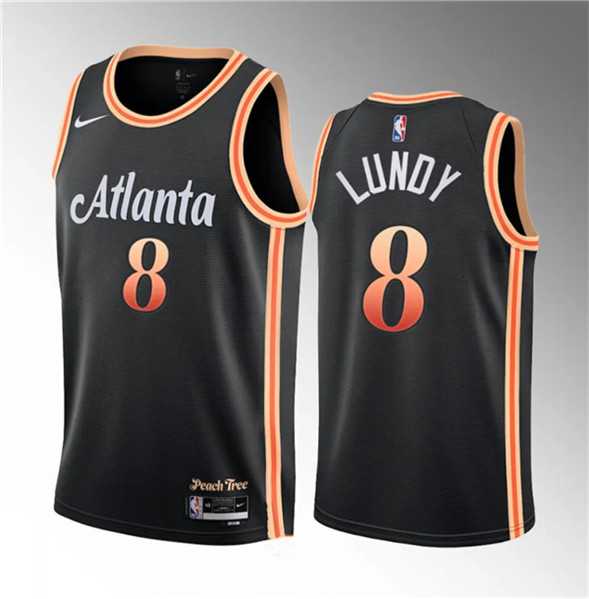 Men%27s Atlanta Hawks #8 Seth Lundy Black 2023 Draft City Edition Stitched Jersey Dzhi->boston celtics->NBA Jersey